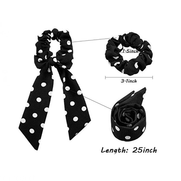 Mustard Yellow Polka Dot Scrunchie Hair Scarf - Picture 5 of 8